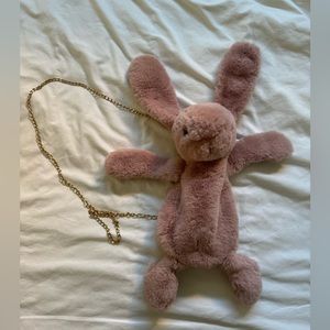 🐇DOLLSKILL PINK FUZZY RABBIT PURSE WITH GOLD STRAP🐇